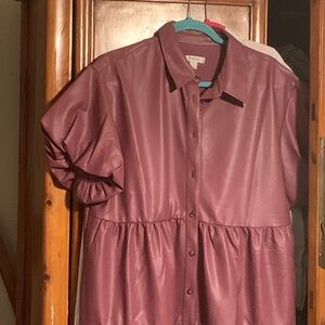 Maeve Faux Leather Mini Dress in Mauve